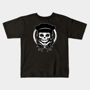 Female Cook Skull and Whisk White Logo Kids T-Shirt